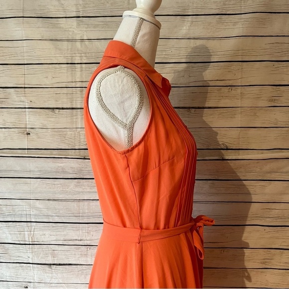 Nanette Lepore Coral Pleat & Button Front Belted Dress Size 2 - Picture 8 of 9